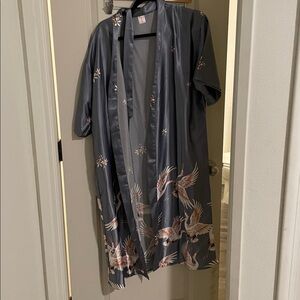 Gray Kimono with Crane Design